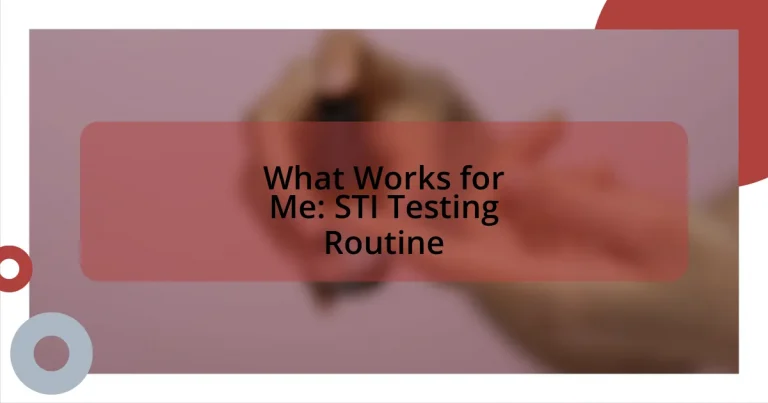 What Works for Me: STI Testing Routine